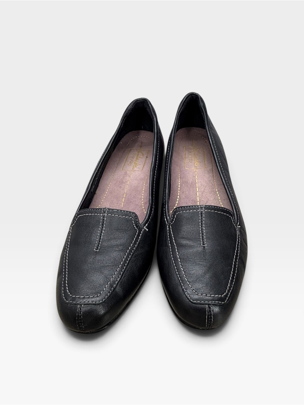 Clarks Black Leather Women's Slip-On Loafers